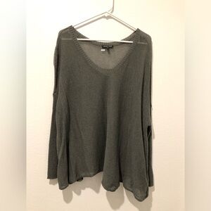 Eileen‎ Fisher Linen Blend Gray Long Sleeve Large